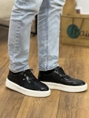 Luciano Bellini E3779 Croco Desen Lastik Bağcıklı Erkek Ayakkabı