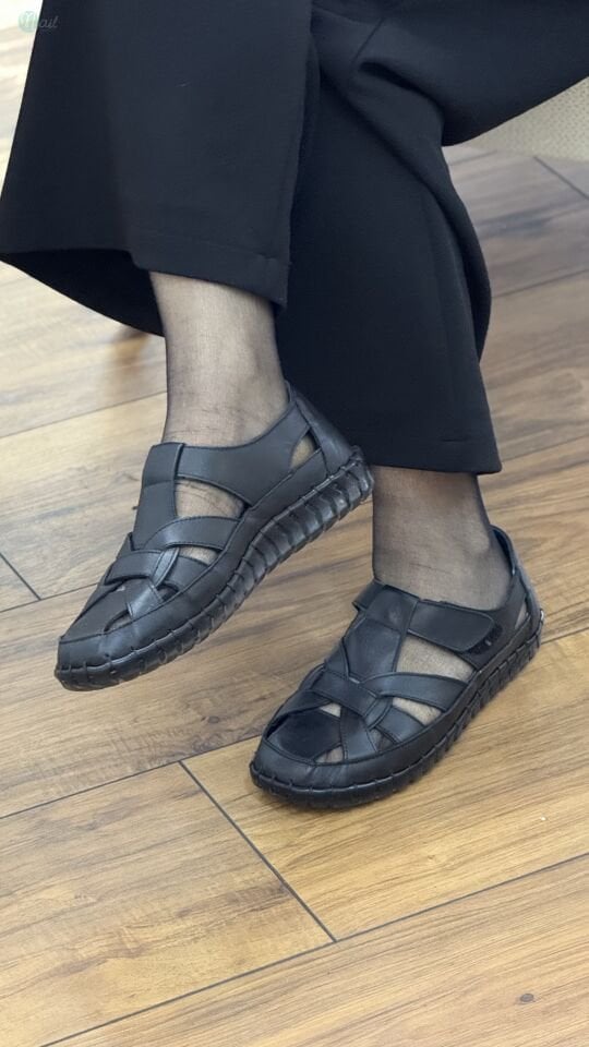 Floor 3001 Kadın Deri Ortopedik Cırt Detay Yazlık Ayakkabı