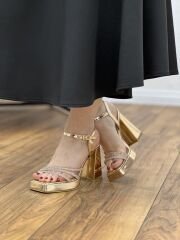 Floor 22525 Kadın Platform 3 Bant Taşlı Abiye Ayakkabı