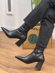 Nail Shoes 124 Kadın Streç Kalın Topuk Bot