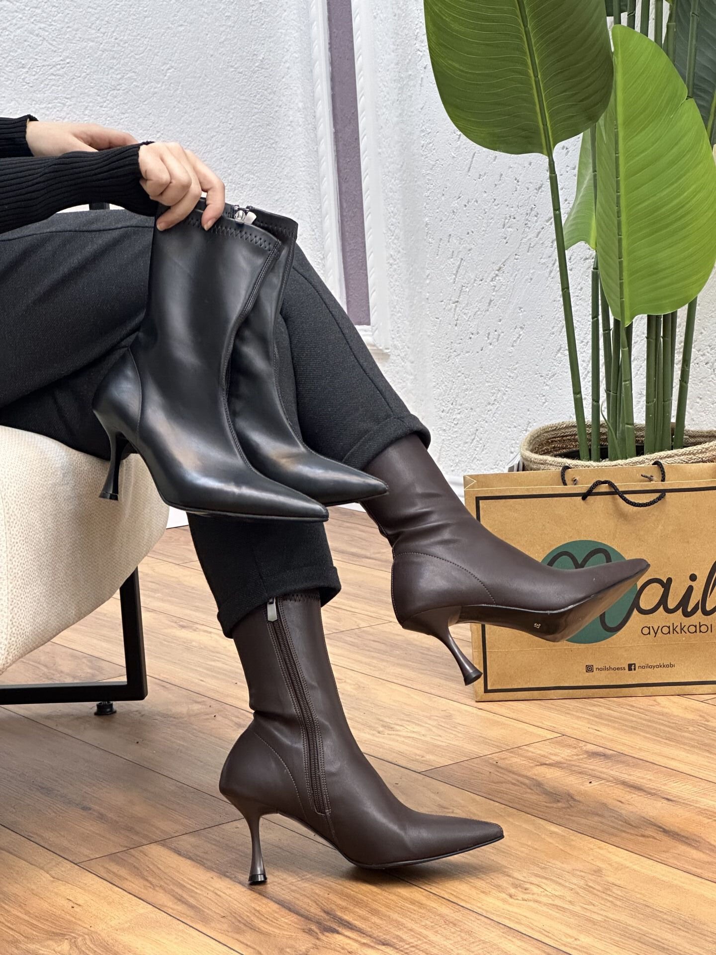 Nail Shoes 132 Kadın Streç İnce Topuklu Bot