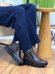 Caprito 1266 Kadın Hakiki Deri Ortopedik Çift Fermuarlı Bot