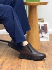 Caprito 1266 Kadın Hakiki Deri Ortopedik Çift Fermuarlı Bot