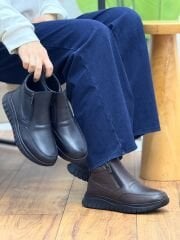 Caprito 1266 Kadın Hakiki Deri Ortopedik Çift Fermuarlı Bot