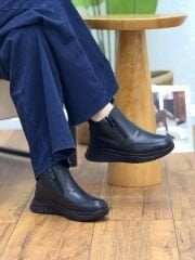 Caprito 1266 Kadın Hakiki Deri Ortopedik Çift Fermuarlı Bot