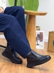 Caprito 1266 Kadın Hakiki Deri Ortopedik Çift Fermuarlı Bot