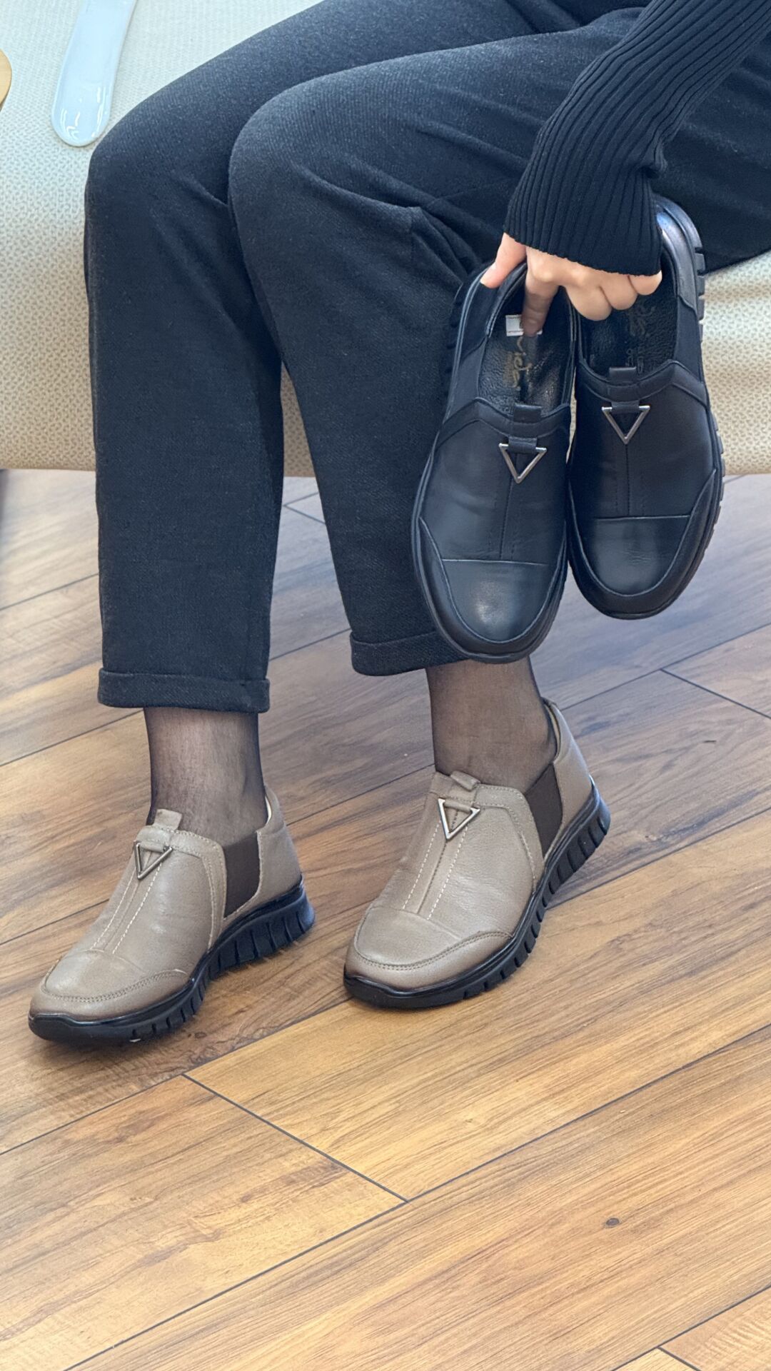 Evida 2888 Kadın Hakiki Deri Atom V Toka Ayakkabı