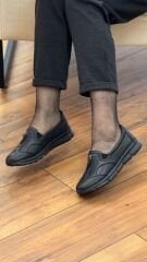 Fabbi 603 Kadın Ortopedik Deri Fermuar Detay Faylon Taban Ayakkabı