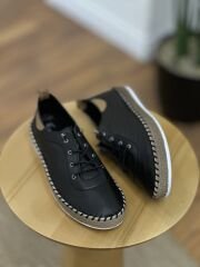 Evida HT3006 Kadın Hakiki Deri Ortopedik Hasır Detay Ayakkabı