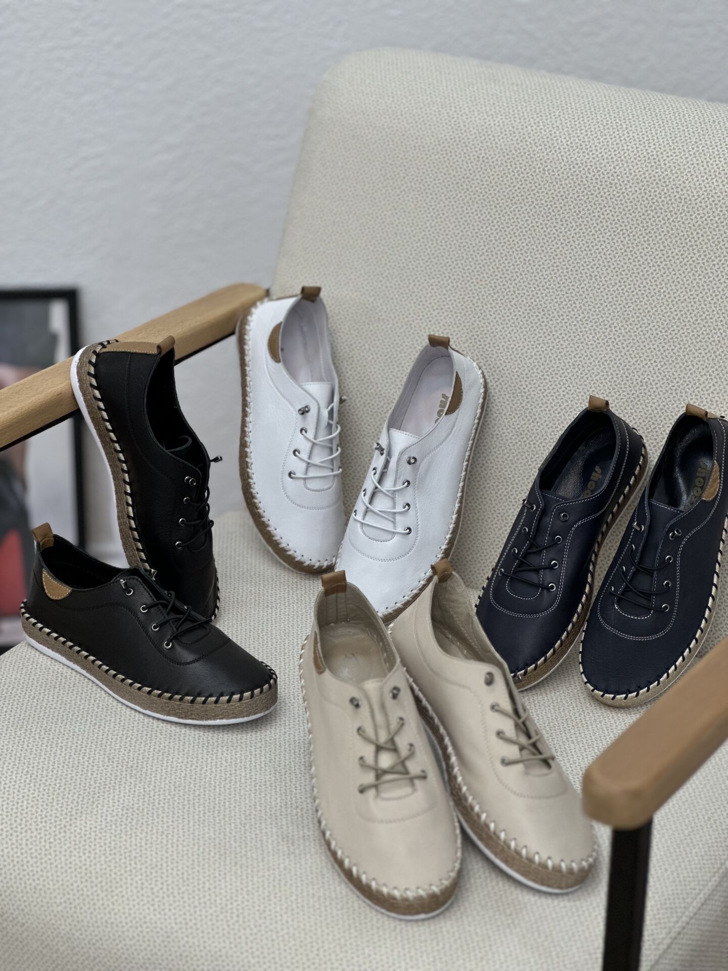 Evida HT3006 Kadın Hakiki Deri Ortopedik Hasır Detay Ayakkabı