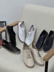 Evida HT3006 Kadın Hakiki Deri Ortopedik Hasır Detay Ayakkabı