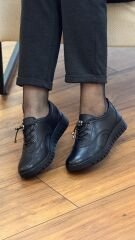 Evida 2767 Kadın Hakiki Deri Ortopedik Lastik Bağcık Düz Model