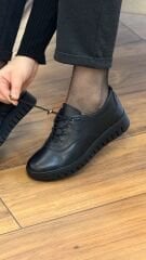 Evida 2767 Kadın Hakiki Deri Ortopedik Lastik Bağcık Düz Model