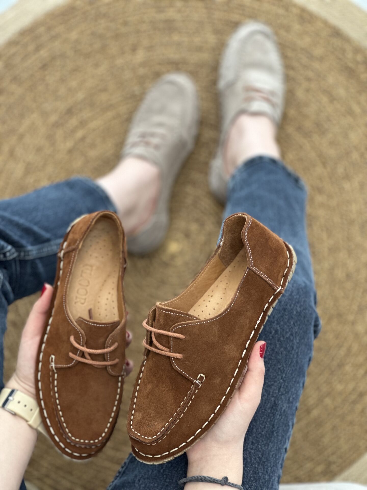 Floor 602 Kadın Deri Ortopedik Bağcıklı Loafer Babet