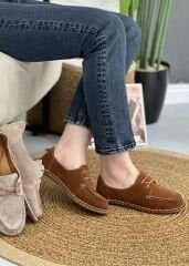 Floor 602 Kadın Deri Ortopedik Bağcıklı Loafer Babet