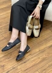 Floor 108 Kadın Deri Ortopedik Önü Büzgü Detay Babet