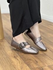 Floor 108 Kadın Deri Ortopedik Önü Büzgü Detay Babet