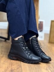 MYM 10155 Kadın Hakiki Deri Ortopedik Bağcıklı Bot