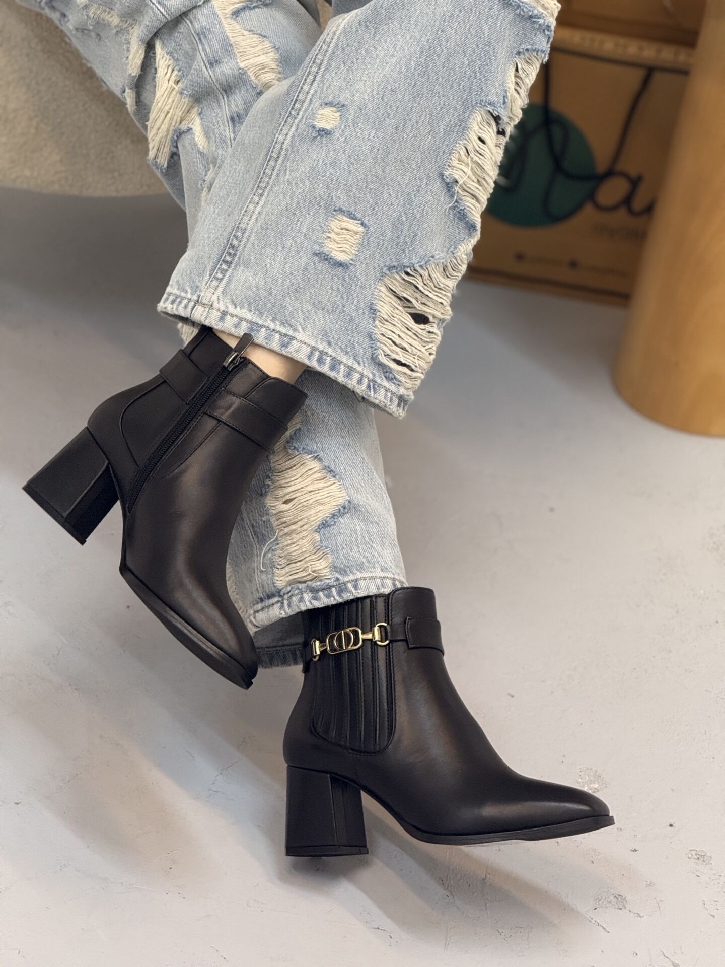 Rachel R321 Kadın Hakiki Deri Klasik Lastik Üzeri Toka Detay Bot