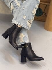 Rachel R321 Kadın Hakiki Deri Klasik Lastik Üzeri Toka Detay Bot