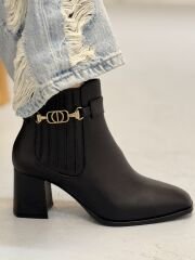 Rachel R321 Kadın Hakiki Deri Klasik Lastik Üzeri Toka Detay Bot