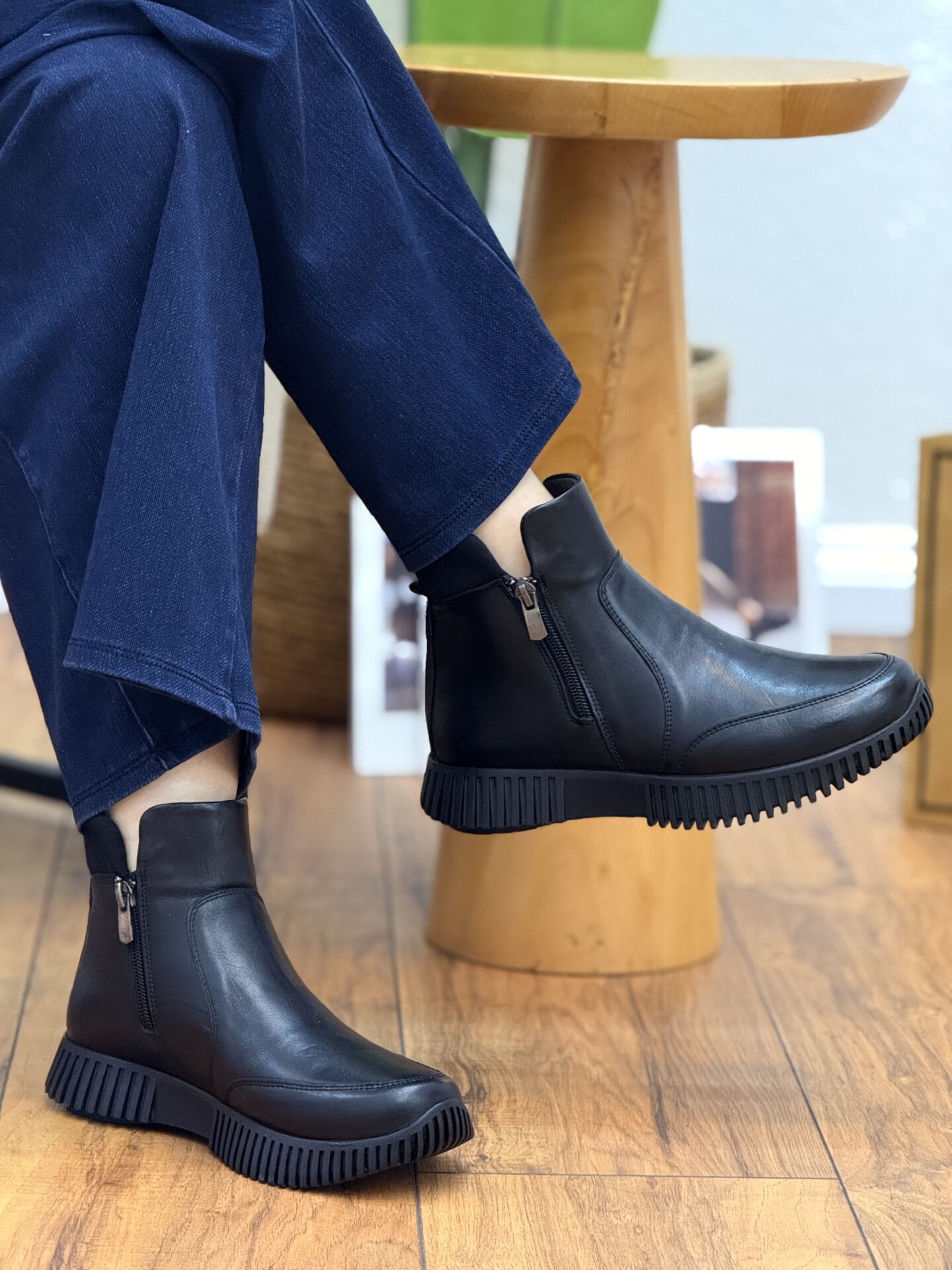 MYM 10156 Kadın Hakiki Deri Ortopedik Çift Fermuarlı Bot