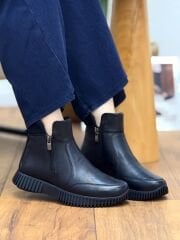 MYM 10156 Kadın Hakiki Deri Ortopedik Çift Fermuarlı Bot