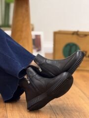 MYM 10156 Kadın Hakiki Deri Ortopedik Çift Fermuarlı Bot