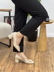 LuciBella 2267 Kadın Tokalı Kalın Topuk Abiye Ayakkabı