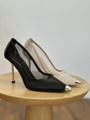 LuciBella 2277 Kadın Transparan Altın Toka Abiye Ayakkabı