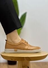 Rachel M036 Kadın Hakiki Deri Ortopedik Bağcıklı Zımbalı Ayakkabı