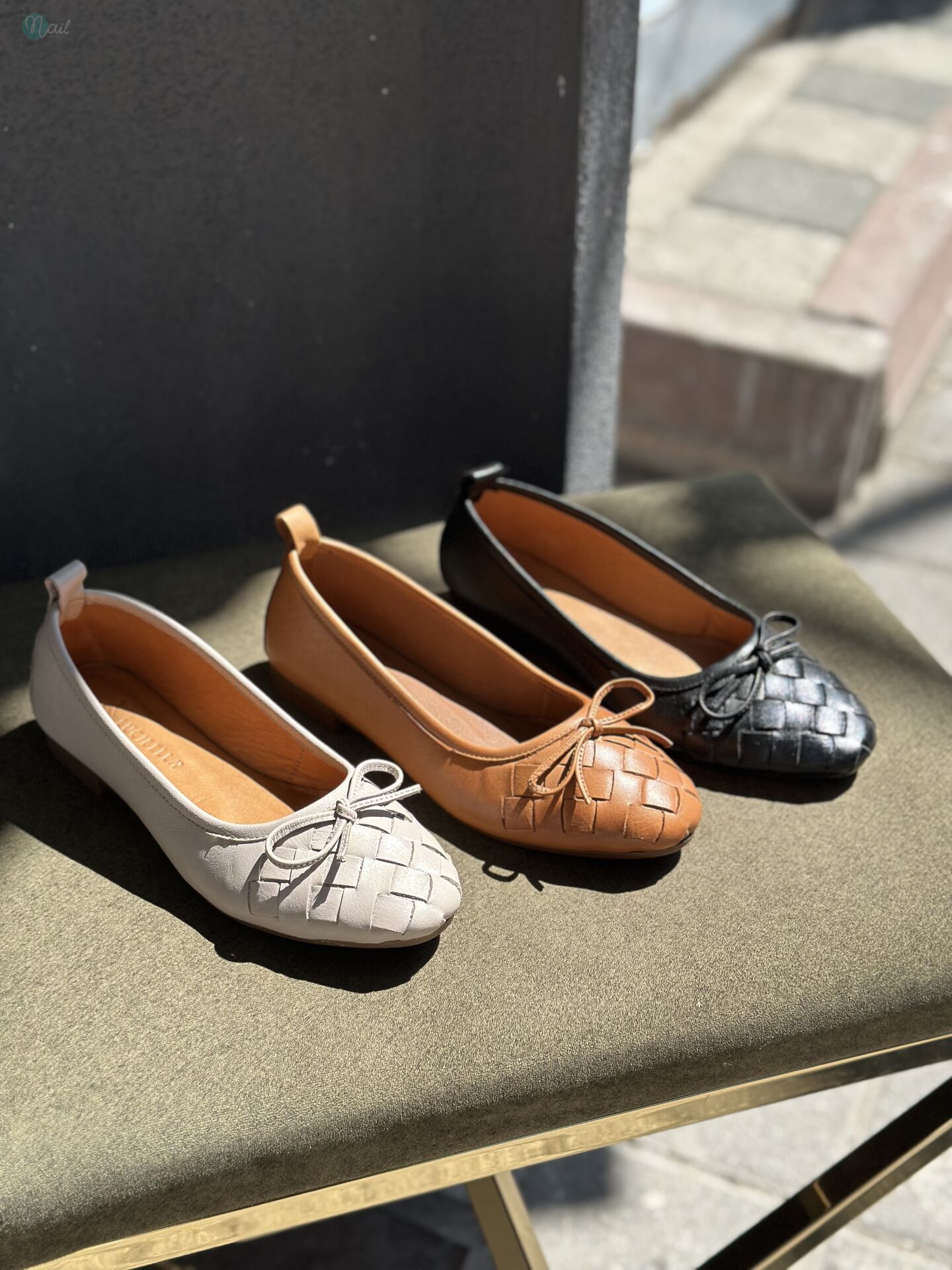 LuciBella 2173 Kadın Hakiki Deri Örgü Desen Babet