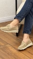 Rachel M2343 Kadın Hakiki Deri Süet Atkılı Loafer Ayakkabı