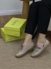 Rachel M4589 Kadın Hakiki Deri Ortopedik Desenli Jel Taban Ayakkabı