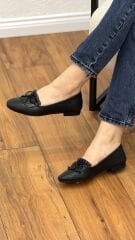 Rachel M146 Kadın Hakiki Deri Kurdele Detay Babet