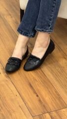 Rachel M146 Kadın Hakiki Deri Kurdele Detay Babet