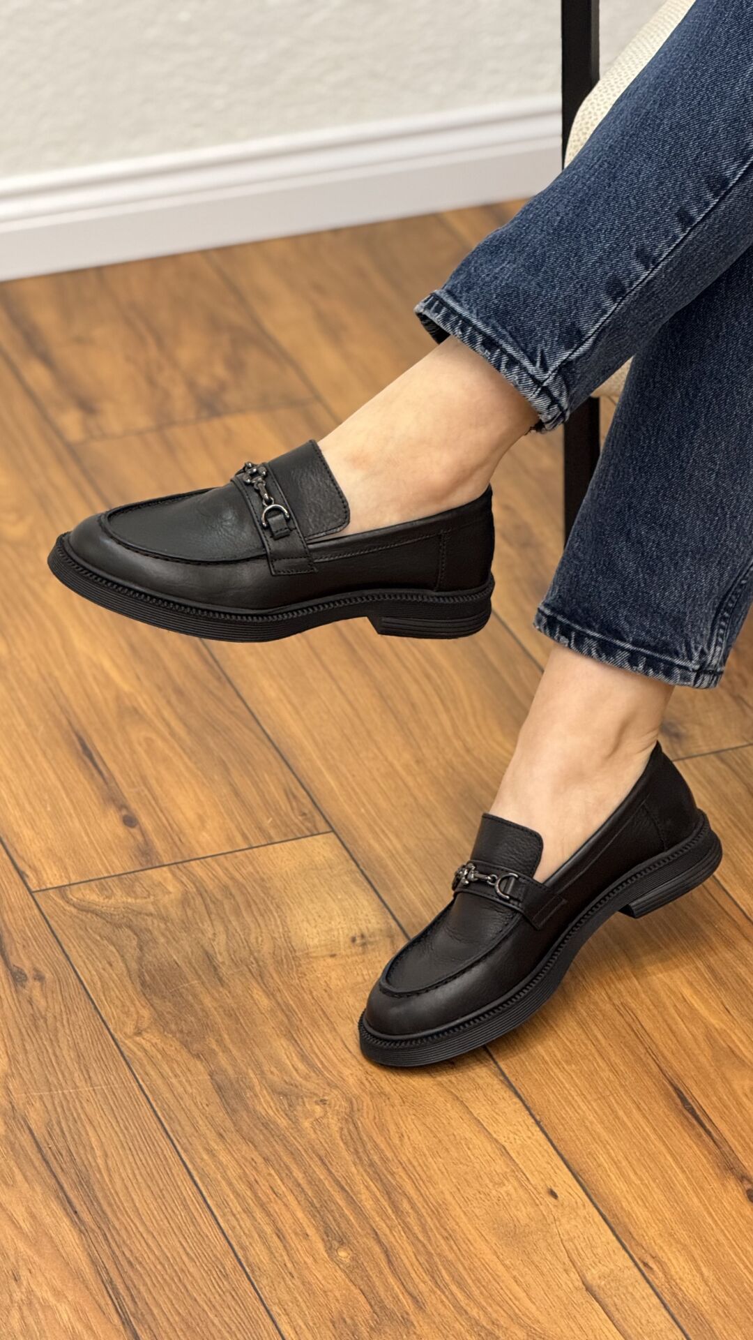 Rachel R112 Kadın Hakiki Deri Gümüş Toka Loafer Ayakkabı