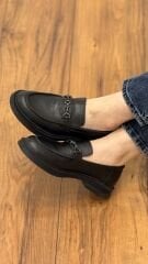 Rachel R112 Kadın Hakiki Deri Gümüş Toka Loafer Ayakkabı