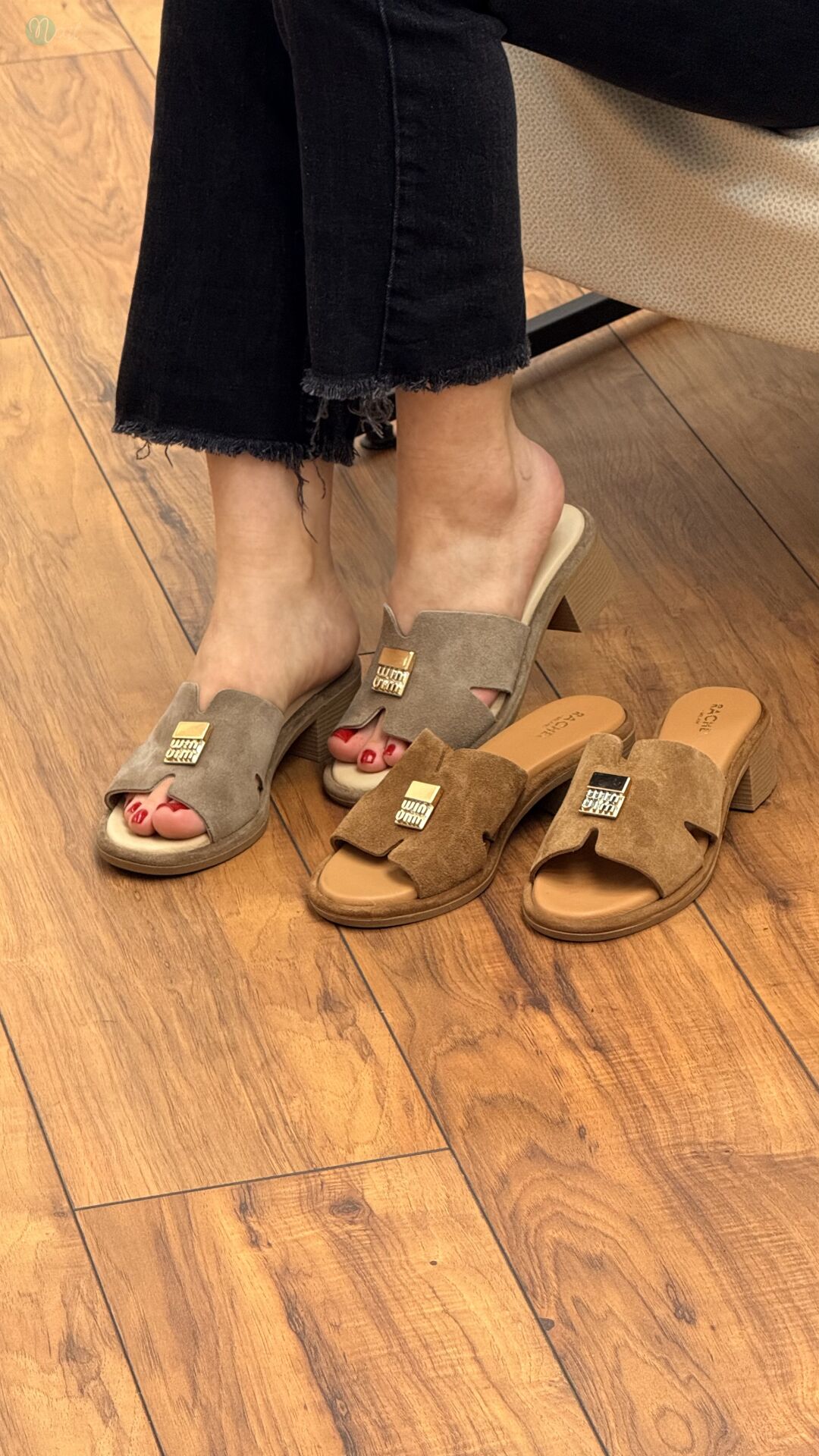 Rachel R1414 Kadın Deri Ortopedik Win Toka Kalın Topuk Terlik