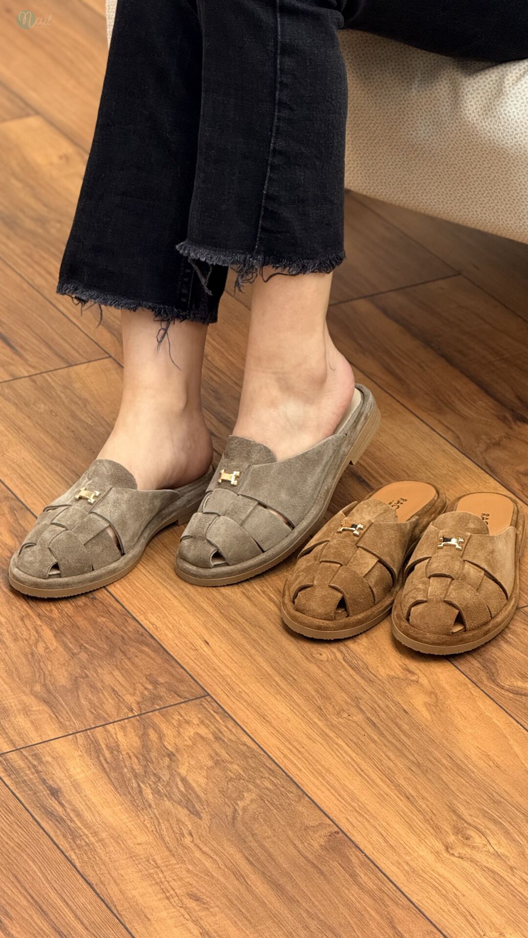 Rachel R40254 Kadın Hakiki Deri Altın Toka Terlik