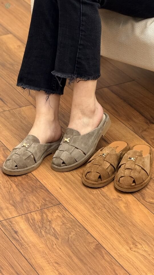 Rachel R40254 Kadın Hakiki Deri Altın Toka Terlik