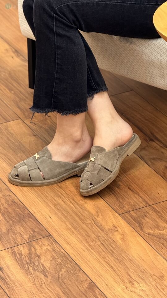 Rachel R40254 Kadın Hakiki Deri Altın Toka Terlik