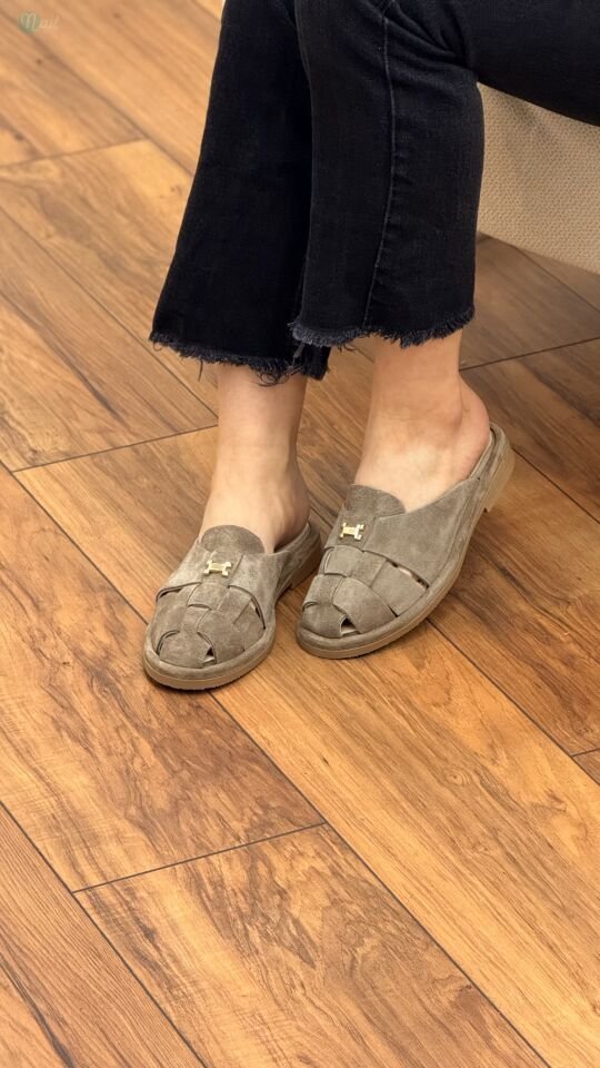 Rachel R40254 Kadın Hakiki Deri Altın Toka Terlik