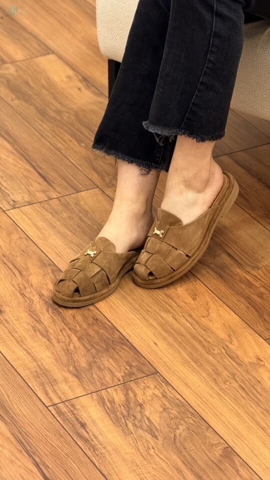 Rachel R40254 Kadın Hakiki Deri Altın Toka Terlik