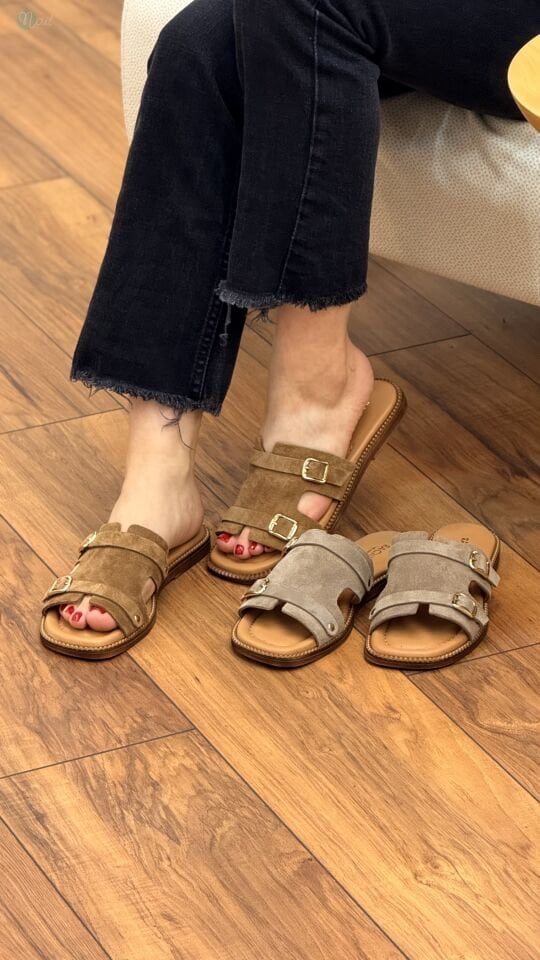 Rachel R1906 Kadın Hakiki Deri Hermes Çift Toka Terlik