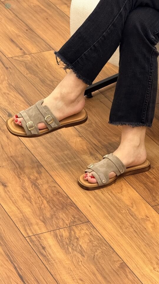 Rachel R1906 Kadın Hakiki Deri Hermes Çift Toka Terlik