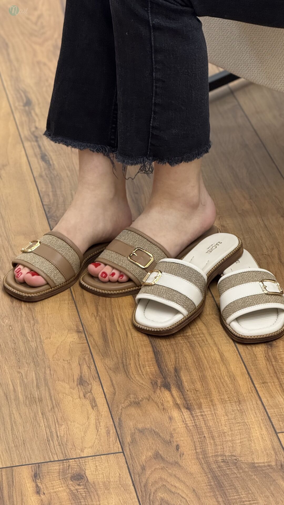 Rachel R1912 Kadın Hakiki Deri Hasır Detay Terlik