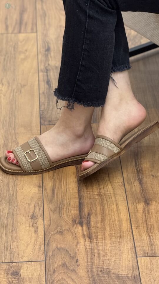 Rachel R1912 Kadın Hakiki Deri Hasır Detay Terlik