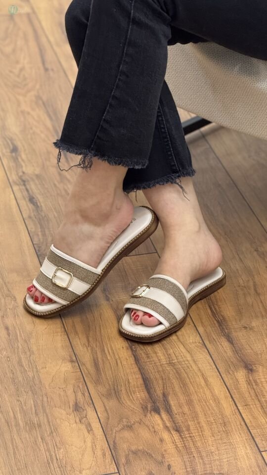 Rachel R1912 Kadın Hakiki Deri Hasır Detay Terlik