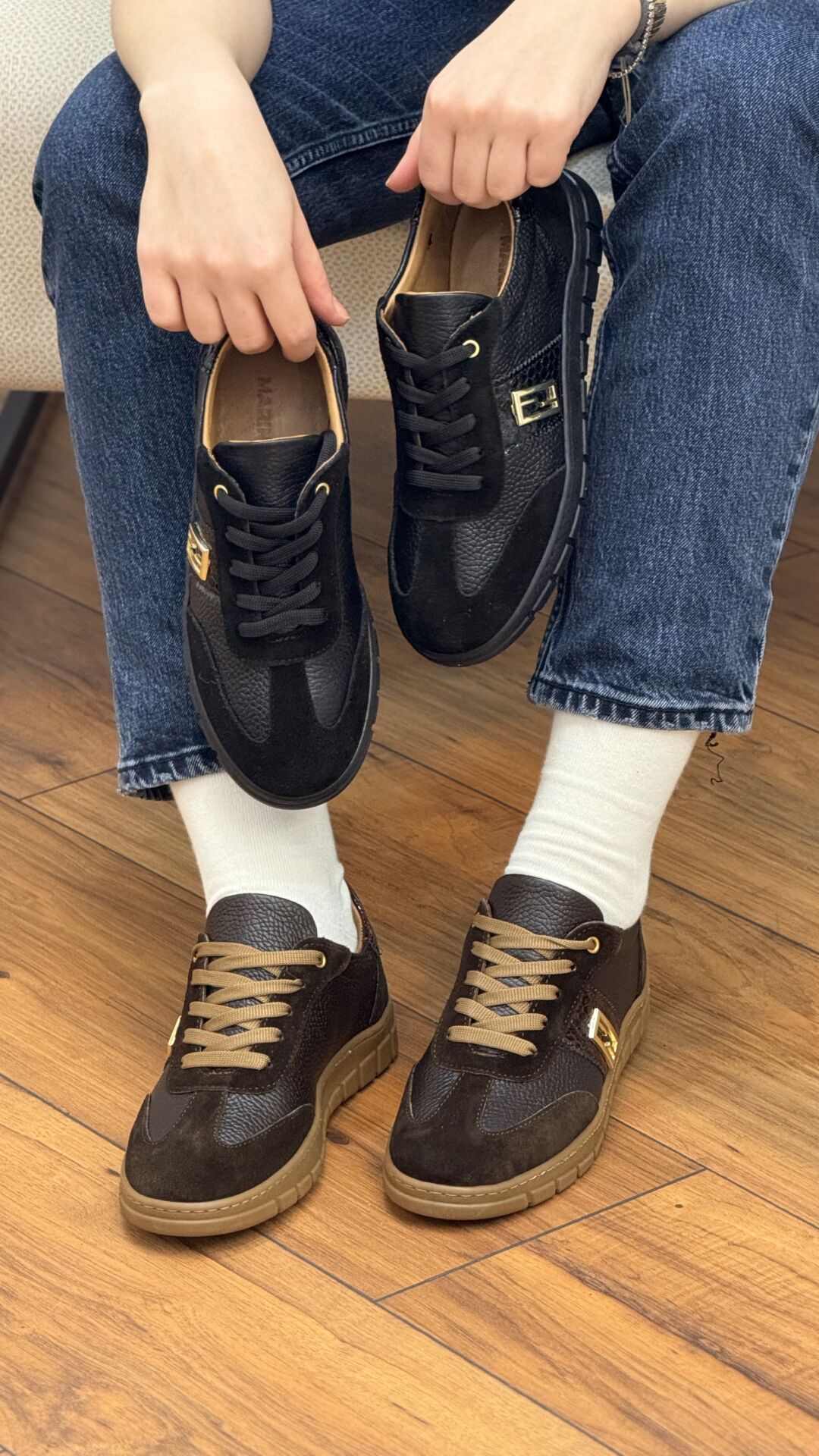 Rachel 7122 Kadın Hakiki Deri Altın Detay Ortopedik Spor Ayakkabı